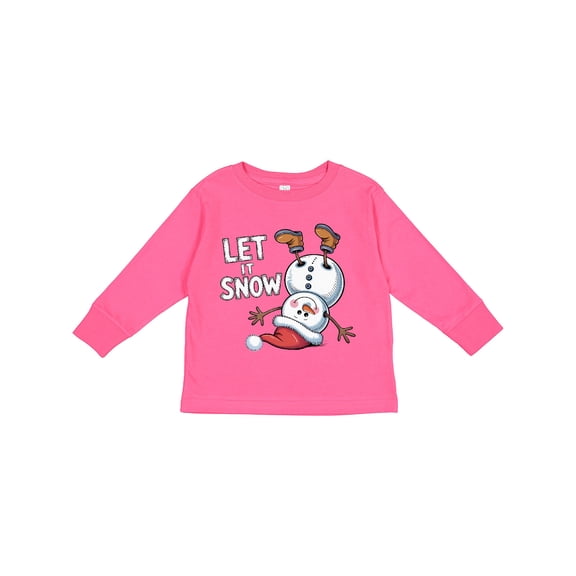 Inktastic Let It Snow Christmas Snowman Boys or Girls Long Sleeve Toddler T-Shirt