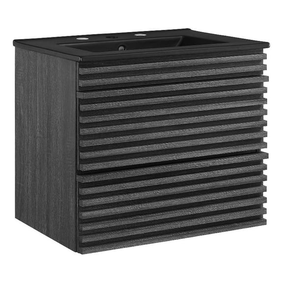 Modway Render 24" Wall-Mount Bathroom Vanity in Charcoal Black