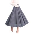 thumbnail image 1 of Avamo Women Long Tulle Skirt Tutu Swing Skirts Pleated Maxi Petticoat High Elastic Waist Midi Skirt Flowing Big Hem Skirt Gray Free Size, 1 of 3
