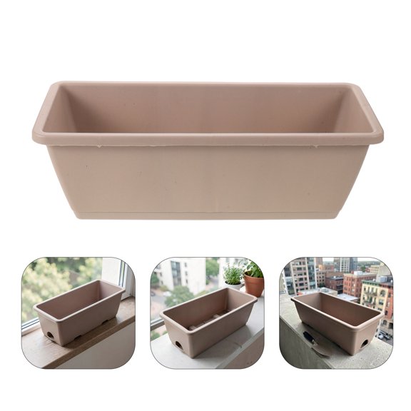 CATIEBYE Light Grey Resin Window Sill Planter, Versatile Use for Home, 3Pcs