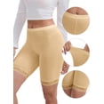 thumbnail image 3 of DARING DIVA Women's Lace Trim Soft Control Panties Mid Thigh Slimmer M Beige, 3 of 6