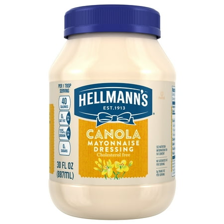 (2 Pack) Hellmann's Canola Cholesterol Free Mayonnaise Dressing, 30 oz