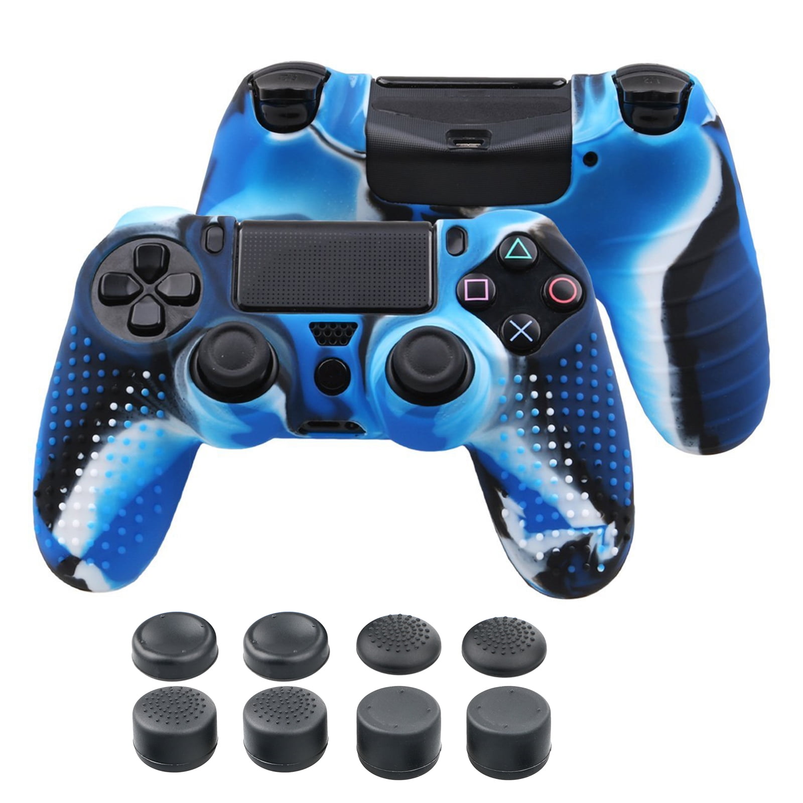 Controller Cover Skin Case, TSV Silicone Cover Case Grip Caps Fit for PlayStation PS4 Series Controller, 8 Thumbstick Grip Caps Compatible with PS4 Slim Pro, Xbox One Wireless Controller Gamepad