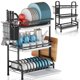 thumbnail image 1 of Escurridor de platos de acero inoxidable con 3 niveles soporte para utensilios y tabla de cortar con bandejas extraíbles organizador de cocina para en, 1 of 7