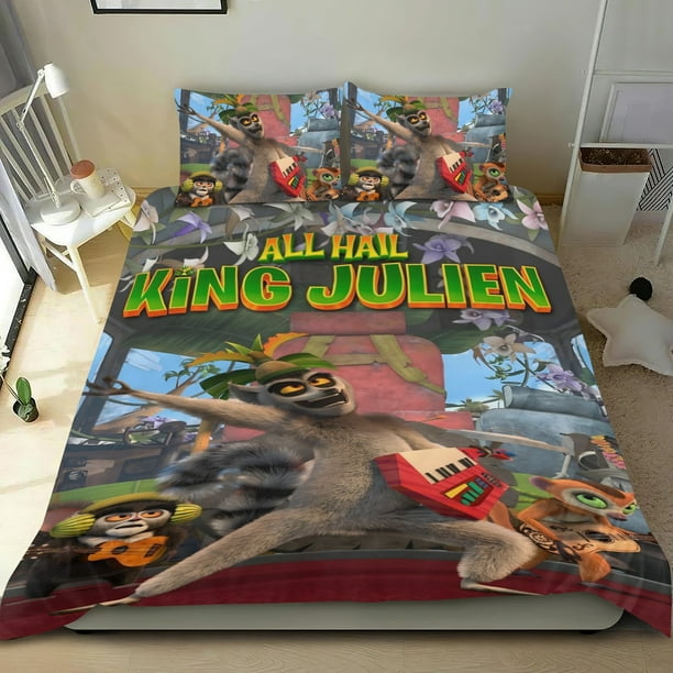 Viva el Rey Julien Conjunto de sábanas temático, trío de piezas, cómodo y amigable con la piel, diseño único, regalo de decoración para el hogar para familiares, amigos y fans,173cm *218cm