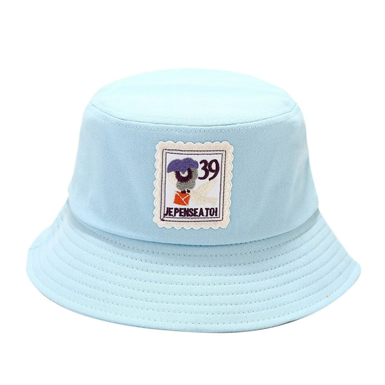 harmtty Retro Cotton Fisherman Hats Portable Folding Caps Outdoor Sunshade  Headgear,Light Blue
