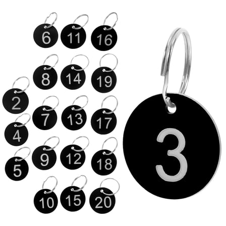 OULII 1Set Numbered Key Tags Black Plastic for Easy Identification with Round Hole and Sturdy Material