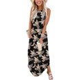 thumbnail image 1 of Vestido Zeagoo Tropical sin mangas para verano, playa, negro, estampado XL, 1 of 6