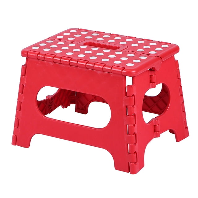 Bearachild Taburete de plástico, silla plegable de punto portátil, taburete alto para adultos, taburete de plástico, baño de punto portátil, Almacenamiento y organización del hogar rojo