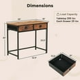 thumbnail image 3 of Costway Space Saving Home Computer Desk with 2 Fabric Drawers 4 Hanging Hooks & Metal Frame Brown, 3 of 10
