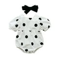 thumbnail image 2 of goowrom Bébé Manches Courtes Romper + Arc Bandeau, Polka Dot Sweet Style, 2 of 9