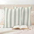 thumbnail image 3 of Green Stripe Outdoor Waterproof Pillow Covers, Modern Farmhouse Geometric Striped Decorative Square Throw Pillowcase Sofa Cushion Sham for Patio/Couch/Chair, 18"x18" 2 Pack, 3 of 8