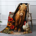 thumbnail image 2 of JOOCAR Flannel Throw Blanket Highland Cow And Chicken Design For Gift Home Sofa Bed Decoration 80x60 inch, 2 of 5