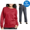 Just My Size Women's Plus-Size Fleece Crew Sweatshirt and Petite Sweatpant Value Bundle