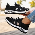 thumbnail image 3 of Orthopedic Walking Shoes for Women Breathable Mesh Slip on Wide Shoes Arch Support Lightweight Antislip Casual Sneakers Black Size 8.5, 3 of 5