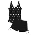 thumbnail image 5 of HAOTAGS Girls Swimsuit Size 9,Polka Dot Printed Adjustable Spaghetti Strap Summer Surf Tankini 2 Piece Set Black, 5 of 9