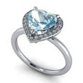 thumbnail image 3 of 925 Sterling Silver Ring Aquamarine Ring Heart Shaped Aquamarine Ring Heart Cut Blue Gemstone Unique Aquamarine Ring, 3 of 5