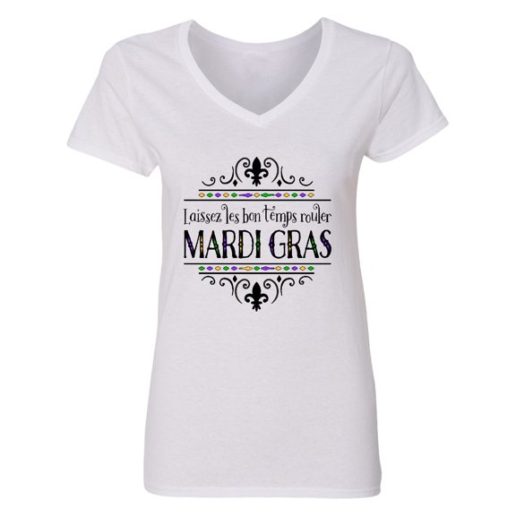 Inktastic Laissez Les Bon Temps Rouler Mardi Gras Women's V-Neck T-Shirt