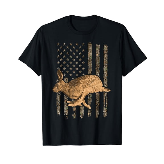 Rabbit Hunting American Flag Camouflage Rabbiting Hunter T-Shirt