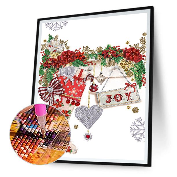 Cuadros Decorativos Taladro parcial de forma especial de pintura de diamante DIY de ambiente navideño (HB351) Wdftyju embutido en tela