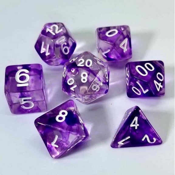 Nebulous Purple DnD Dice Set | Dungeons and Dragons | 7 Dice RPG Polyhedral Set d20