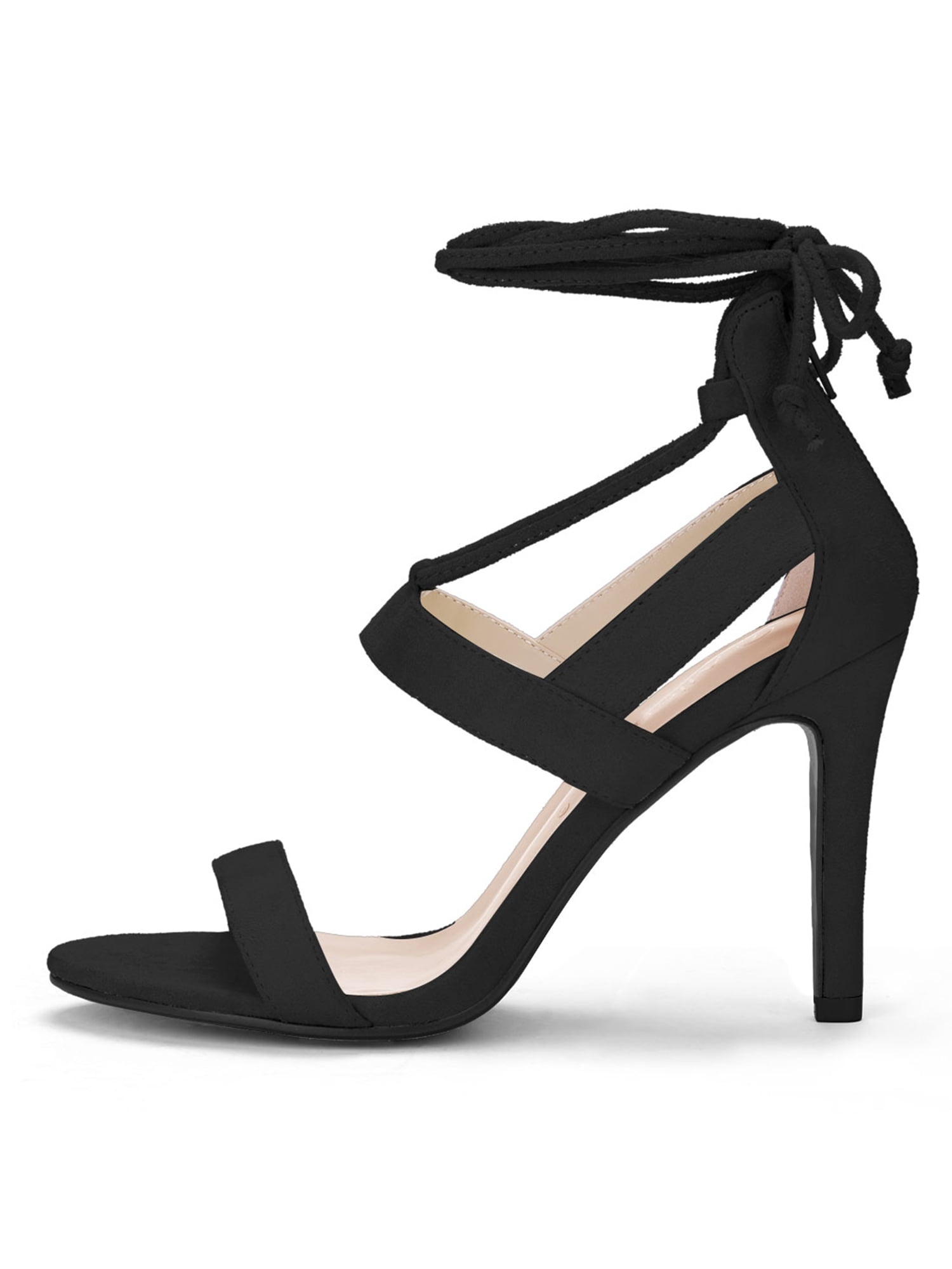 open toe cutout lace thin heel sandals