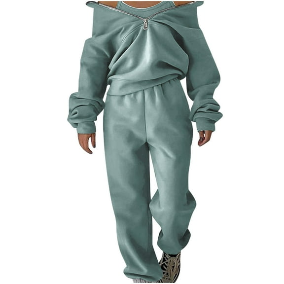 Wdfiry Sweatsuits for Women Set 2 Piece Workout Going Out Outfits Long Sleeve Quarter Zip Mock Neck Sweatshirts Sweatpants,Fleece Lounge Sets for Women Clearance