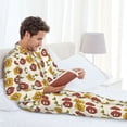 thumbnail image 6 of Naloa Sunflowers And Skull Men’s Pajamas Set - Long Sleeve Button Down Sleep Shirt and Pajama Bottoms Sleepwear Set-Medium, 6 of 7