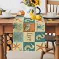 thumbnail image 5 of Cartoon Seahorse Starfish Table Runner, Ocean Fish Seaweed Coastal Kitchen Table Runners Dress Scarves for Table Decorations Party/Restaurant/Indoor Outdoor Use, 13x36in, 5 of 9