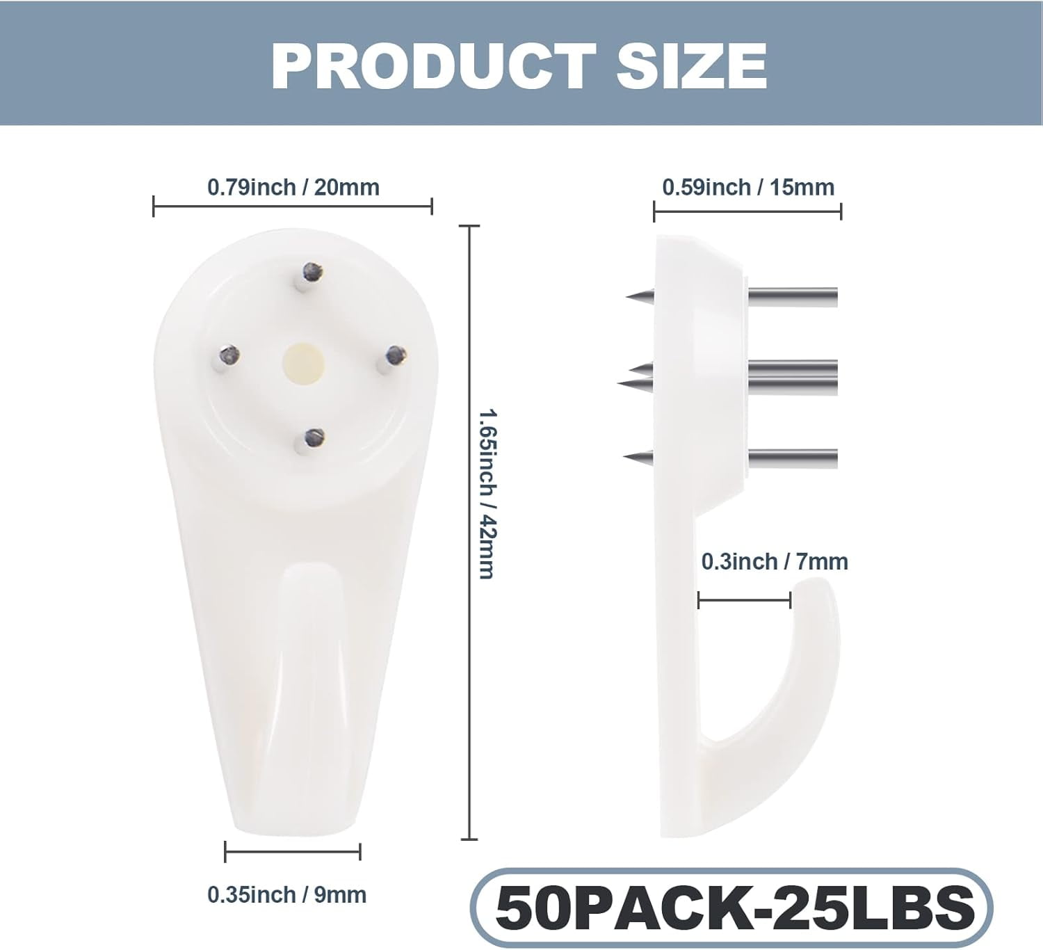 Picture Hangers Hanging Kit, Heavy Duty Hooks for Stucco/Concrete/Hard Walls Without Drilling, Invisible Nail