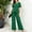 Green, variant on Purcolt Womens 2 Piece Pant Suit Dressy Casual Crew Neck Cut-out Short Sleeve Tops with Asymmetrical Hem Wide Leg Trousers Outfits for Business Work Office
