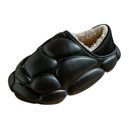 

Puawkoer Winter Couple Men s Waterproof Baotou Cover Heel Warm Home Plush Soft Bottom Comfortable Flat Cotton Slippers