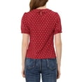 thumbnail image 3 of INSPIRE CHIC Women's Heart Shirt Sweet Peter Pan Collar Puff Short Sleeve Blouse Tops XS Red, 3 of 6