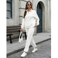 thumbnail image 3 of FIOPHY Women's Cozy 2 Piece Outfits Lounge Sets Long Sleeve Half Zip Sweatshirt Tops Jogger Sweatpants Sweats Track Suits Set,White,M, 3 of 5