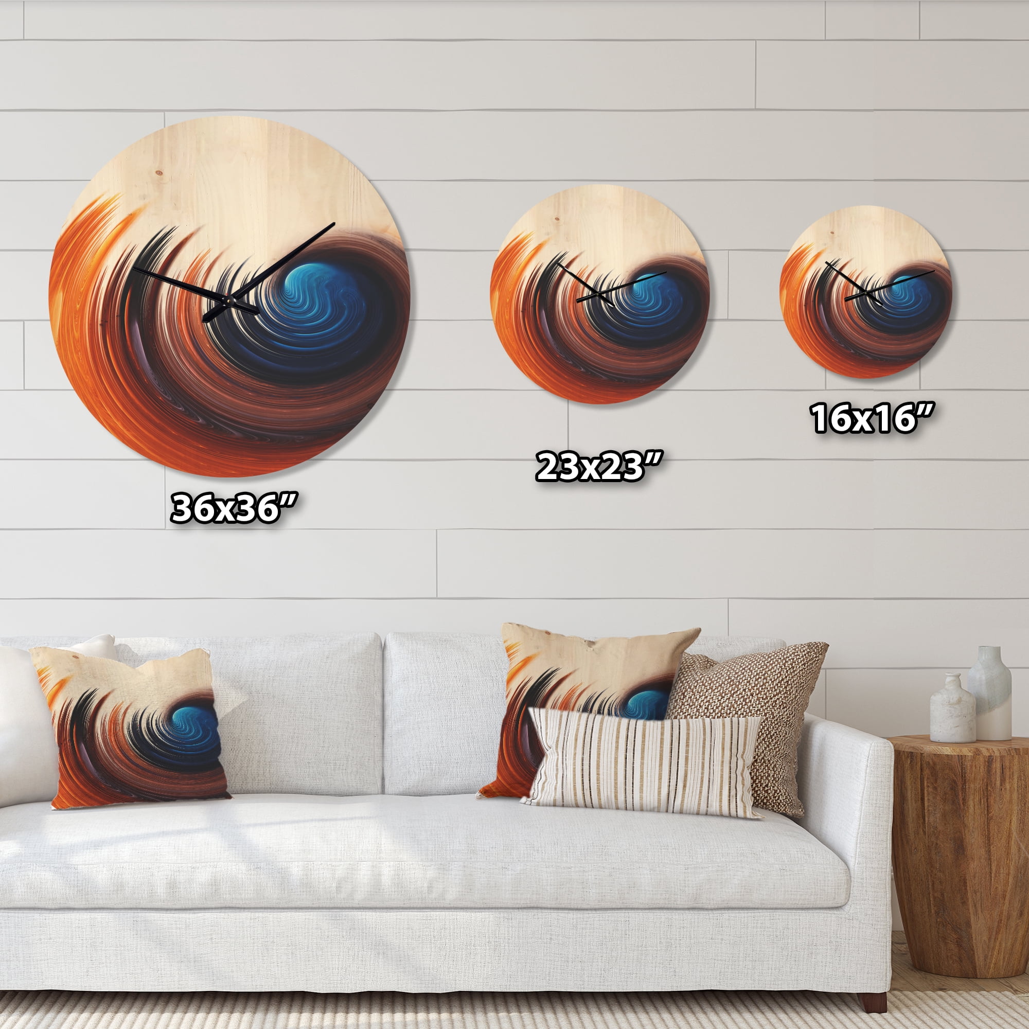 Designart 'Elegant Fractal Spiral Design ' Modern Wood Wall Clock