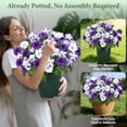 thumbnail image 3 of Artificial Petunia Flowers for Outdoors, 2 Potted Realistic Fake Silk Plants  Faux Flower in Pot for Porch Garden Decor, 20 Inch, 3 of 7