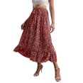 thumbnail image 1 of Txlixc, vestido Floral de verano para mujer, cintura alta, bohemio, fluido, falda oscilante, informal, línea A, cintura elástica, lazo, volante, longitud media, vestido de playa Txlixc  Casual, 1 of 6