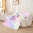 thumbnail image 2 of Erosebridal Pink Unicorn Throw Blanket for Couch, Initial R Letter Plush Blanket, Flower Decor, 50x60, 2 of 6
