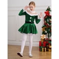 thumbnail image 5 of TiaoBug Kids Girls Christmas Party Santa Costume Long Sleeve Figure Skating Dance Leotard Dress Green 16, 5 of 7