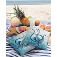thumbnail image 4 of Marine Ocean Octopus Huge Monster Outdoor Pillow Covers Waterproof Throw Pillow Cover 18x18in Set of 2,Square Decorative Pillowcases Cushion Case for Patio Sofa Couch,Seaweed on Wooden Grain, 4 of 7