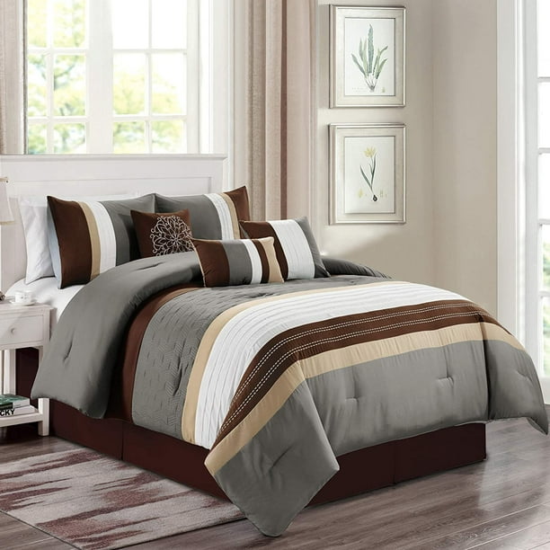 Sapphire Home Luxury 7 Piece CaliforniaKing Comforter Set with Shams