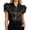 Z100 Black, variant on Shirt For Women Solid Color Flutter Sleeve Notch Neck Tees Summer Breathable Women T-Shirt Size L White