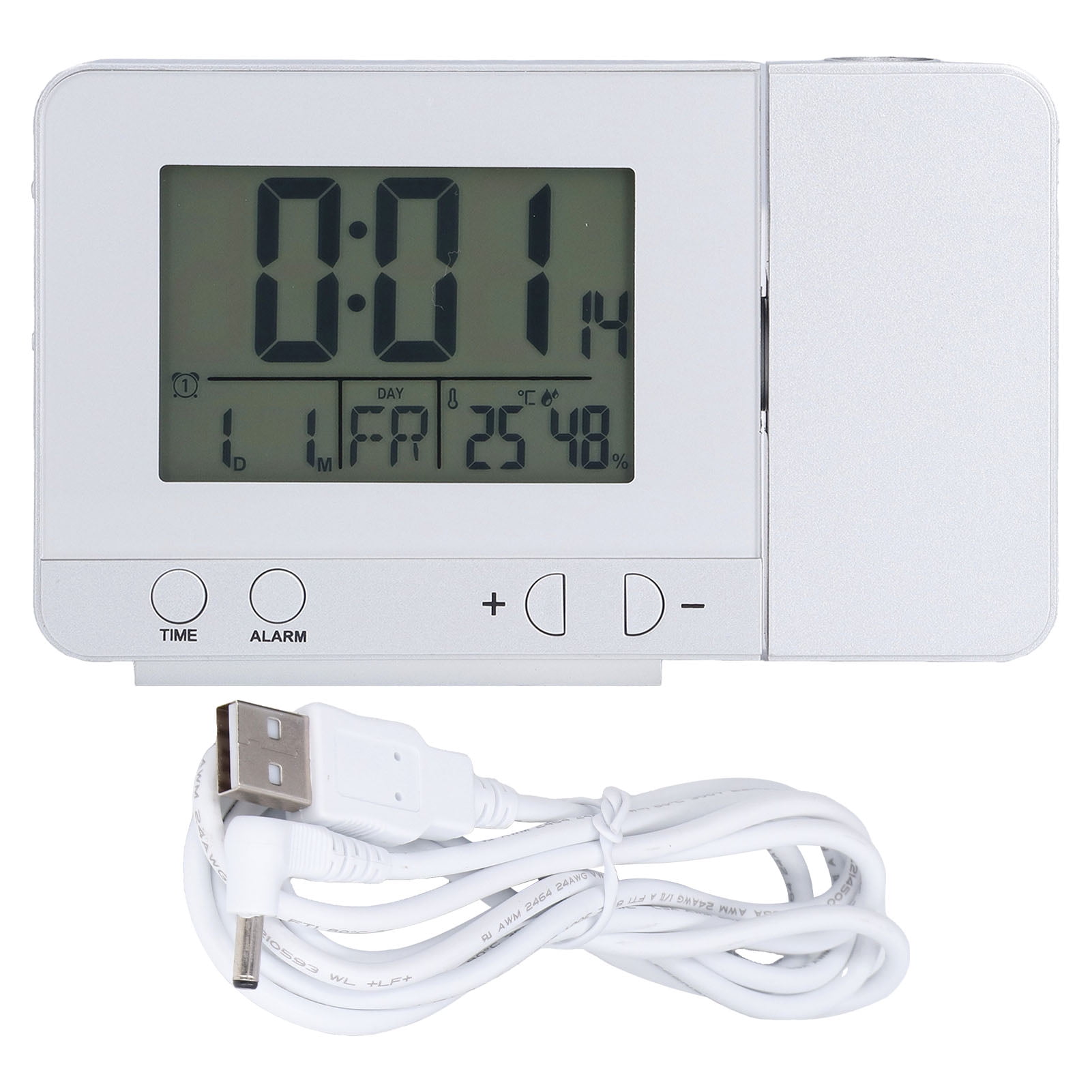 HElectQRIN Alarm Clock,Projection Alarm Clock Backlit LED USB Charging