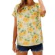 thumbnail image 1 of Mujeres Tops Casual Elegante Impresión de Gasa Reunido Escote Blusa Suave Verano Transpirable, 1 of 9