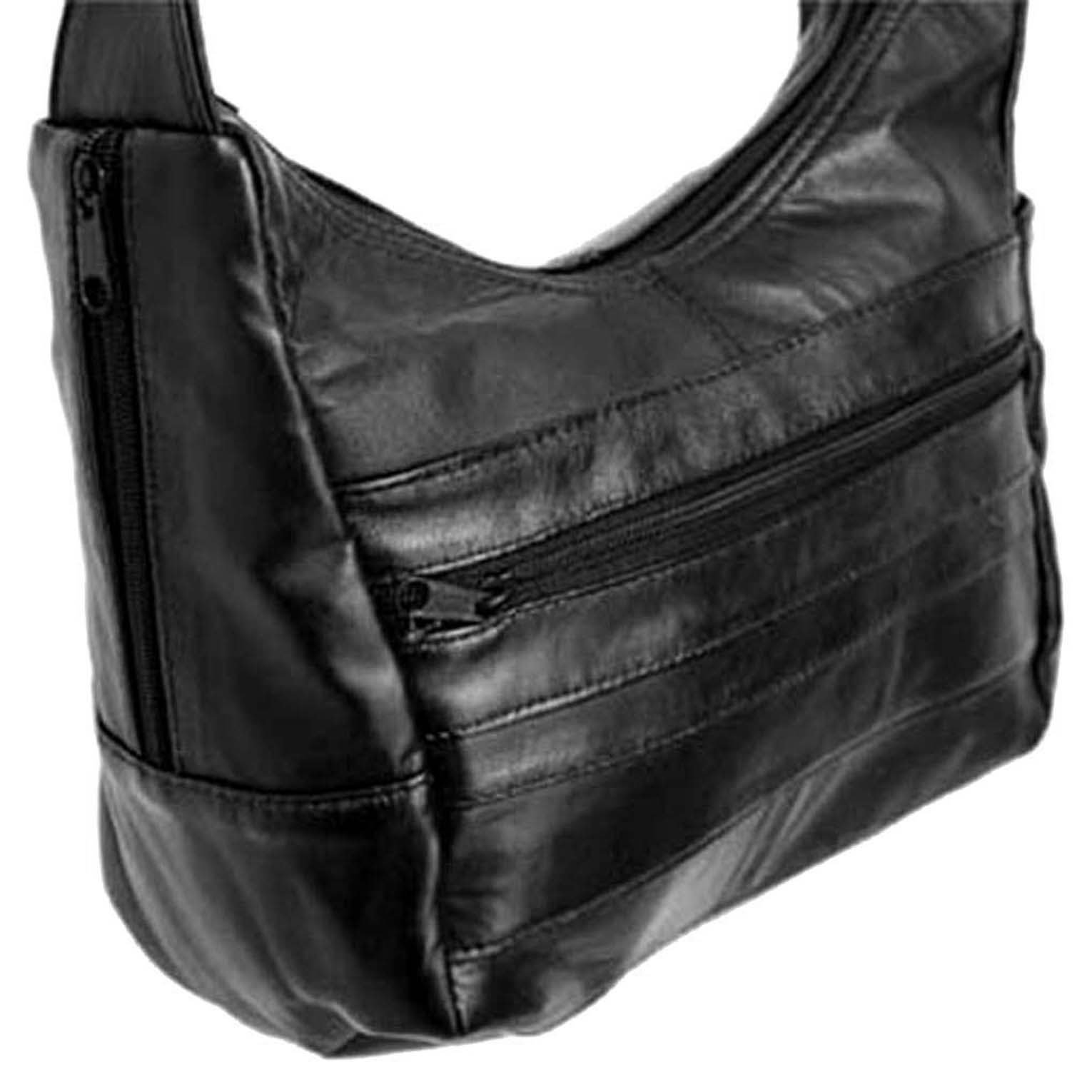 Women's Leather Medium Cross Body Purse Shoulder Ladies Handbag with Many Pockets