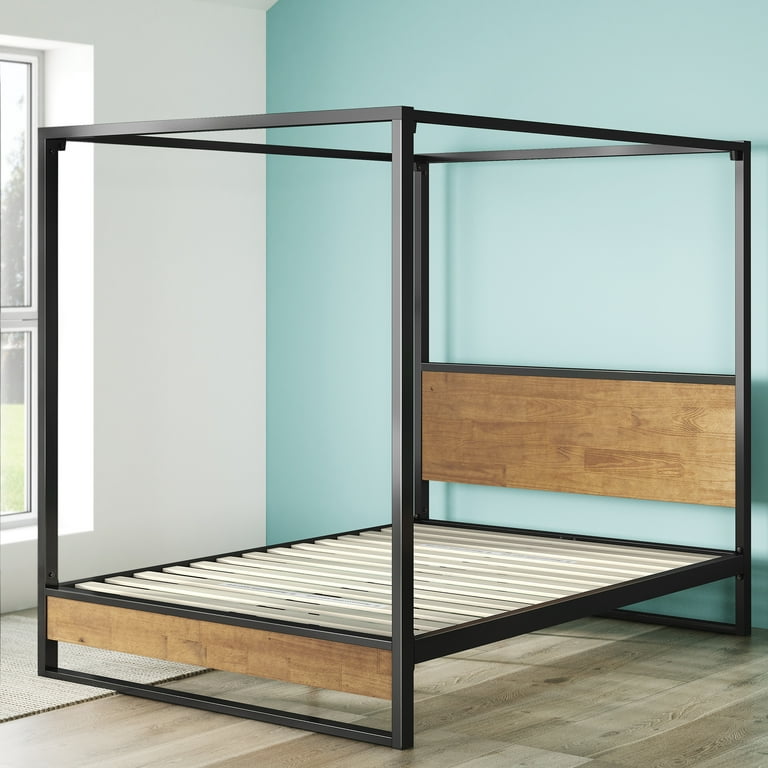 Zinus suzanne 72 metal and sale wood canopy platform bed frame