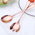 thumbnail image 2 of ARFUKA Juego de Cucharas y Tenedor para Ensalada, Utensilios para Servir de Acero Inoxidable para Ensalada, Salsas o Pasta, Oro Rosa, 2 of 5