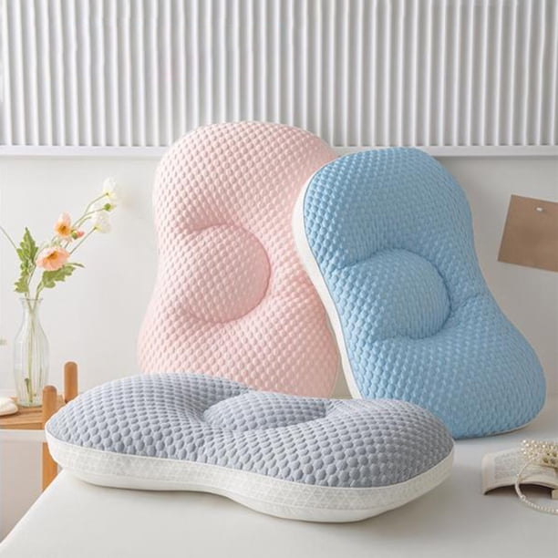 Fiudx Almohada para El Cuello, Cómodo Cojín de Agua de Punto, Diseño Versátil, Material de Poliéster Suave, Fácil de Limpiar, Uso Familiar y Hotelero, Tamaño 68 X 40 Cm, Gris Tinta y Azul Claro.