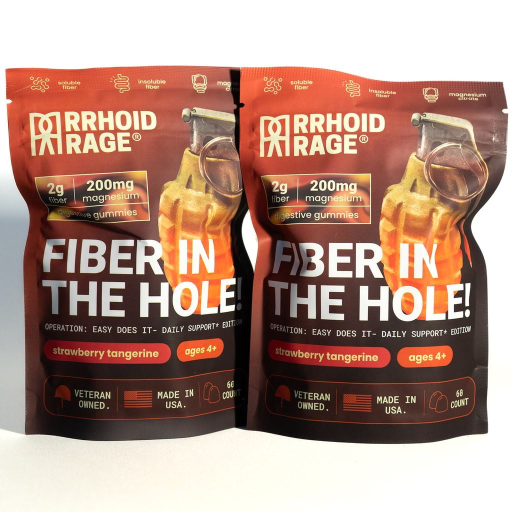 Rrhoid Rage Fiber and Magnesium Gummies, Digestive Health Chews for Adults, 60 Ct (2-Pack)