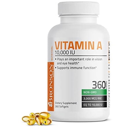 Bronson Vitamin A 10,000 IU Premium Non-GMO Formula Supports Healthy Vision & Immune System and Healthy Growth & Reproduction, 360 Softgels